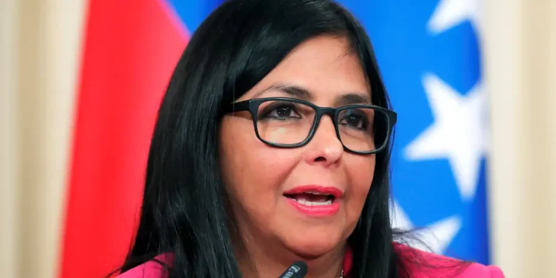A vice-presidente da Venezuela, Delcy Rodriguez, durante coletiva de imprensa em Moscou, Rússia.