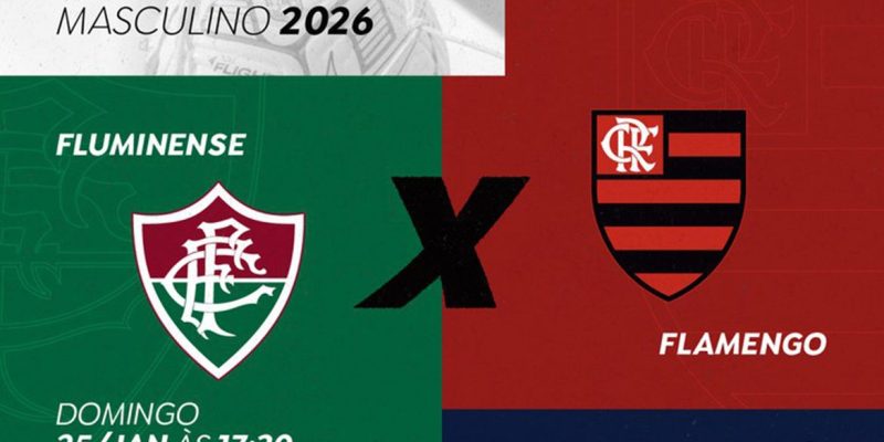Brasília (DF), 23/01/2026 - A Rádio Nacional transmite, neste domingo (25), o primeiro Fla-Flu do ano pelo Campeonato Carioca 2026. A jornada esportiva da emissora para Fluminense x Flamengo tem início às 17h30 e a bola rola às 18h, direto do Maracanã, no Rio de Janeiro. Arte/Agência Brasil