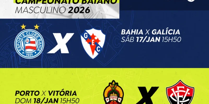 Brasília (DF), 15/01/2026 - A TV Brasil transmite, neste fim de semana, dois confrontos da terceira rodada do Campeonato Baiano 2026: Bahia x Galícia e Porto-BA x Vitória. Frame: TV Brasil