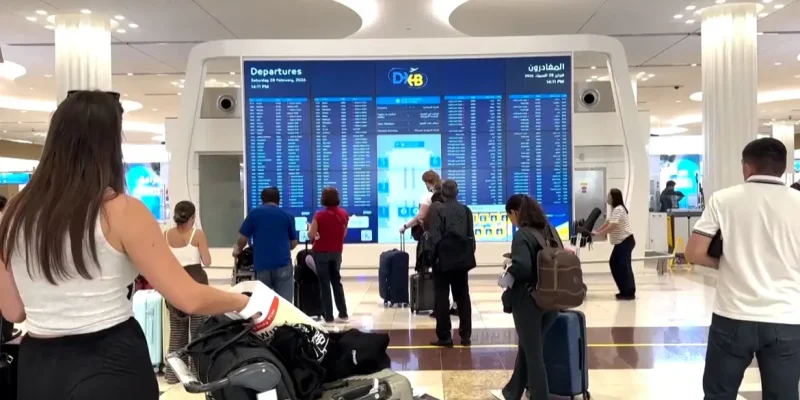 28/02/2026 - Cenas do aeroporto de Dubai enquanto companhias aéreas globais cancelam voos pelo Oriente Médio. Foto: Frame/Reuters- Proibido reprodução