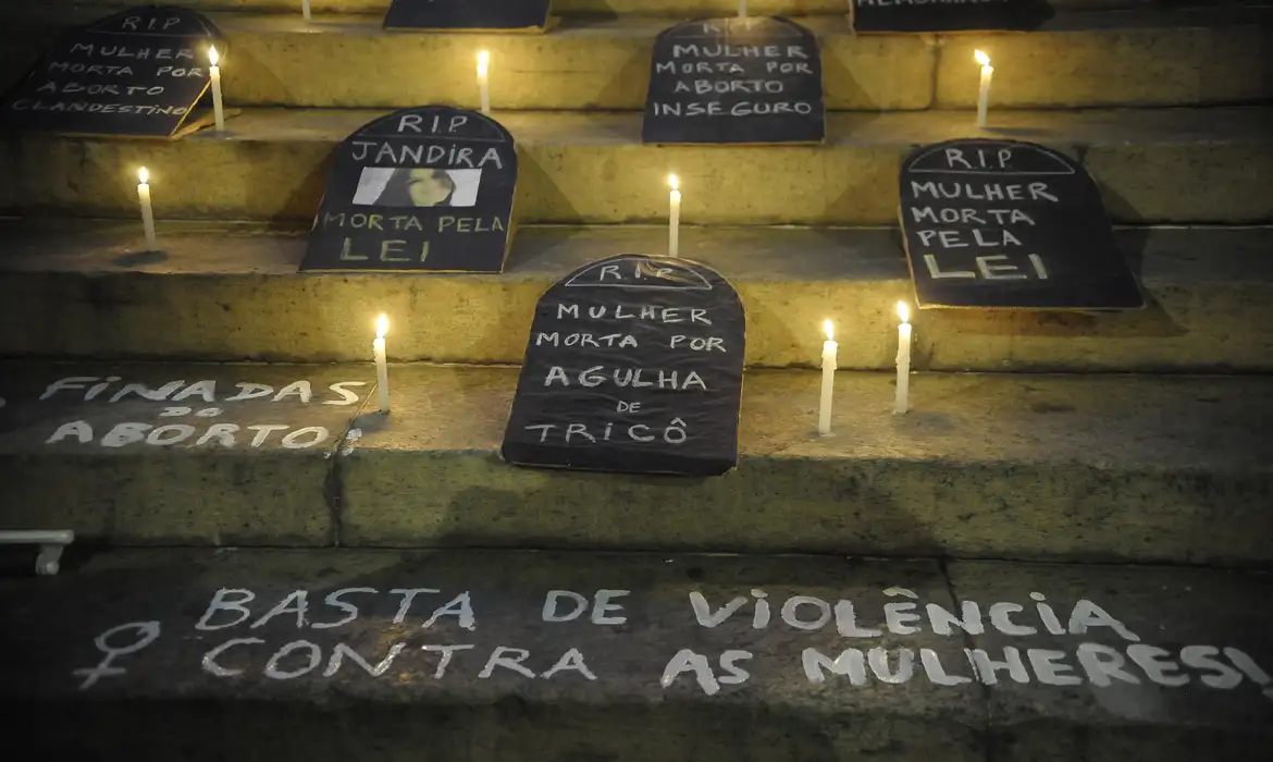 Rio de Janeiro - Protesto no Dia Internacional de Combate à Violência contra a Mulher, pelo fim da violência contra as mulheres e contra o PL 5069/13, em frente à Câmara de Vereadores (Fernando Frazão/Agência Brasil)