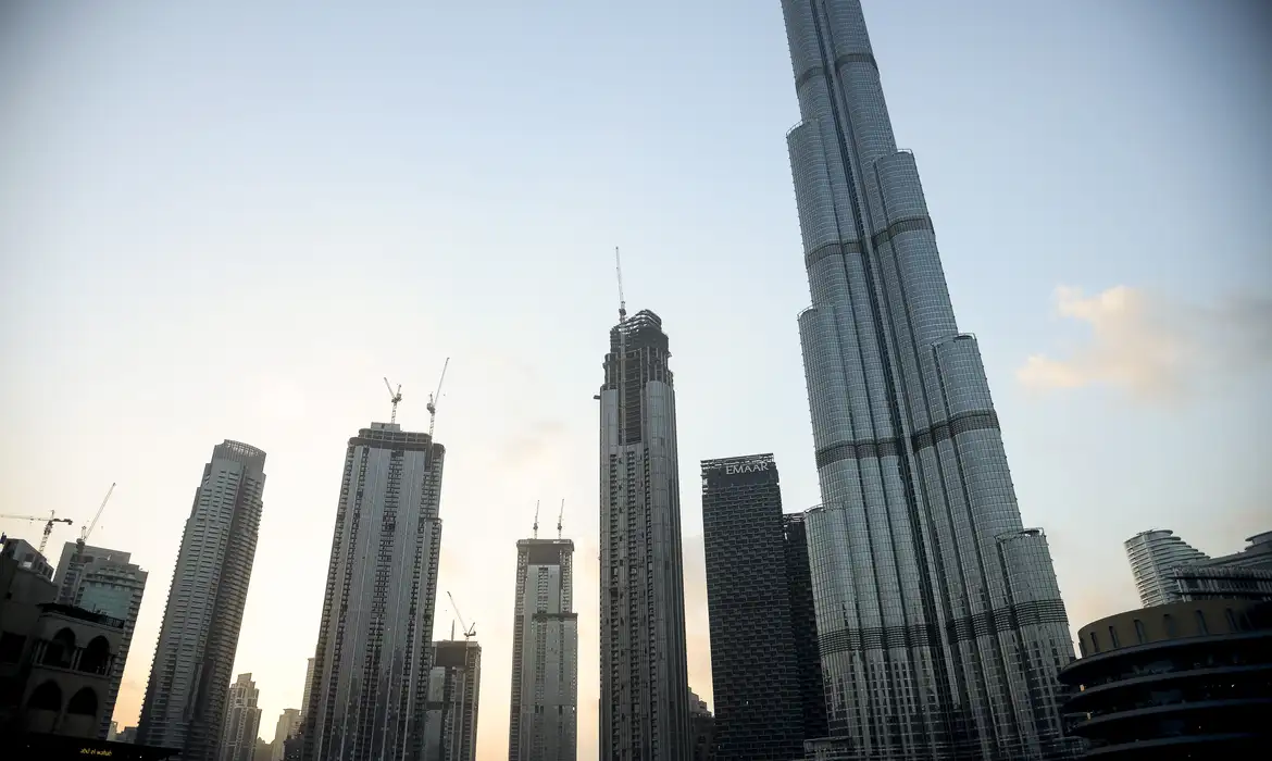 Complexo comercial e residencial  Downtown Burj Dubai, onde está o edifício mais alto do mundo, o Burj Khalifa, em Dubai, nos Emirados Árabes Unidos