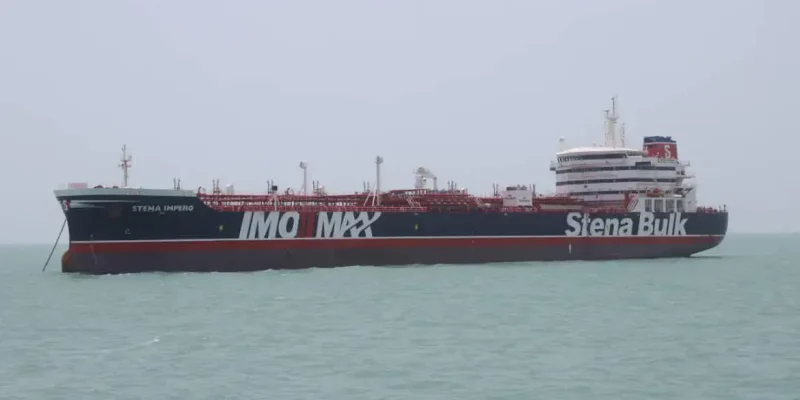 Stena Impero, embarcação de bandeira britânica de propriedade da Stena Bulk, é visto no porto de Bandar Abbas, no estreito de Ormuz.