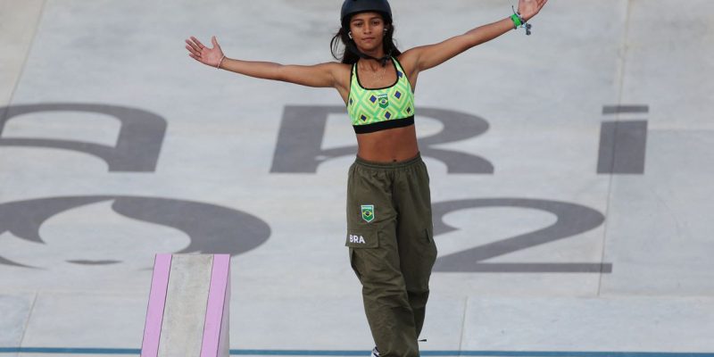 Paris 2024 Olympics - Skateboarding - Women's Street Final - La Concorde 3, Paris, France - July 28, 2024.
Rayssa Leal of Brazil reacts during the final. REUTERS/Pilar Olivares