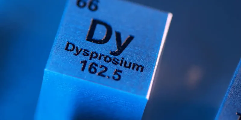 Londres - 20/04/2026 - Bloco com o símbolo, número atômico e número de massa do disprósio (Dy), uma terra rara pesada. REUTERS/Dado Ruvic/Illustration/Proibida reprodução.