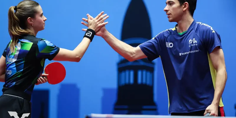 Buenos Aires, 27/07/2025 - Mesatenistas Bruna Takahashi e Hugo Calderano conquistam 1º título na disputa do WTT Contender de Buenos Aires. Foto: World Table Tennis/Divulgação
