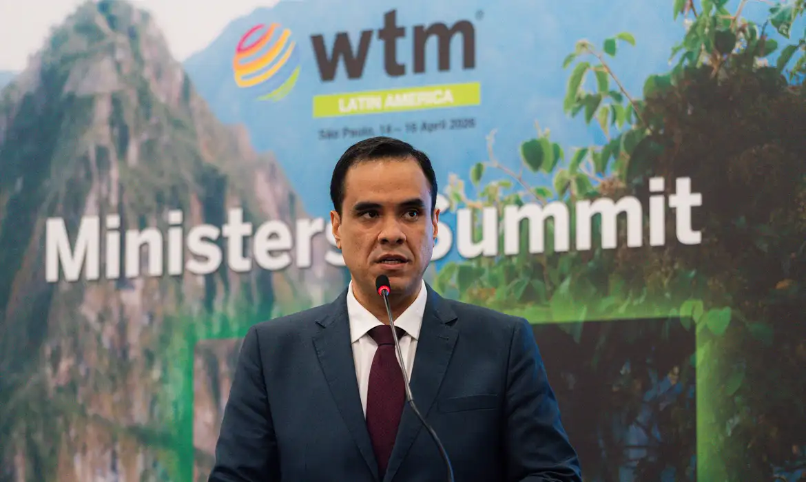 São Paulo (SP), 15/04/2026 - Ministro do Turismo, Gustavo Feliciano, participa da World Travel Market (WTM) Latin America 2026. Foto: Rafael Medelima/MTur