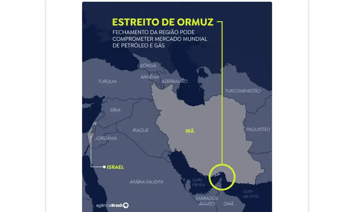 Mapa Estreito de Ormuz. Foto: Arte/EBC