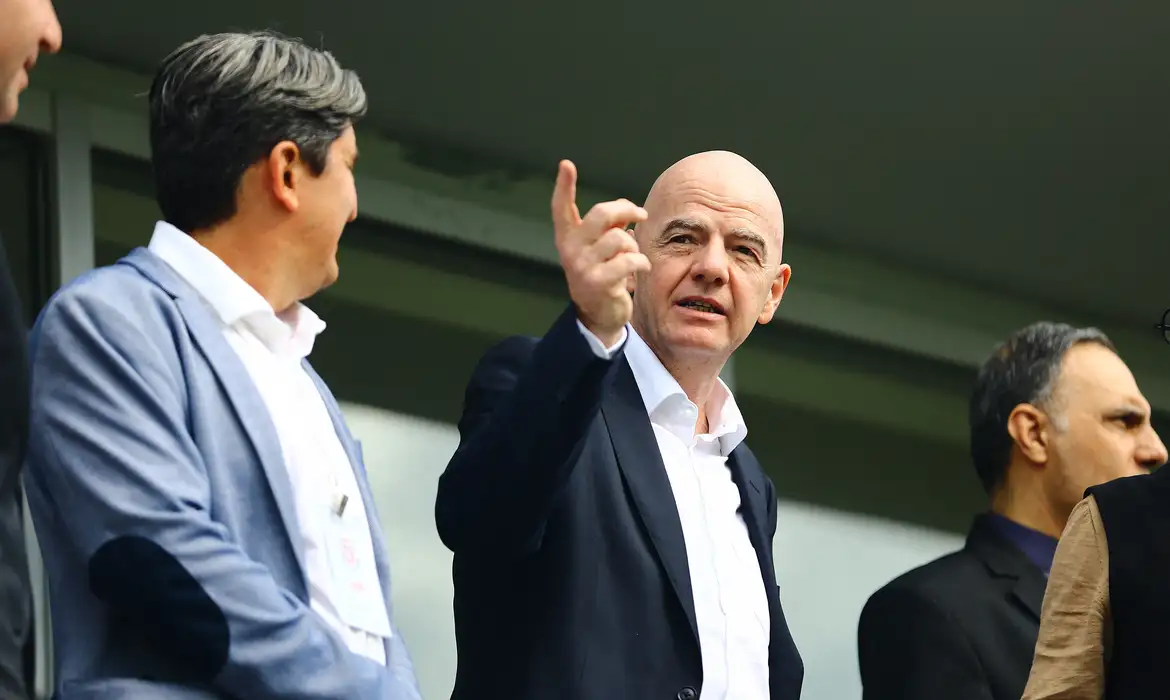 Presidente da Fifa, Gianni Infantino, durante partida Costa Rica x Irã
 31 de março de 2026     REUTERS/Kaan Soyturk