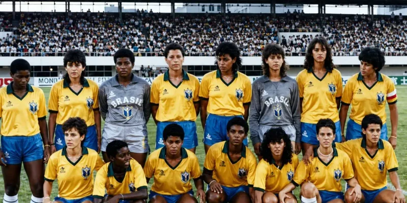 China. FOTO DE ARQUIVO - Jogadoras da Seleção brasileira de Futebol Feminino de 1988 posada. Em pé: Pelezinha, Suzana, Lica, Flordelis, Suzy, Simone, Elane e Fia. Agachadas: Russa, Roseli, Fanta, Michael Jackson, Marcinha, Sandra e Sissi.. Foto: Acervo Museu do Futebol/Divulgação