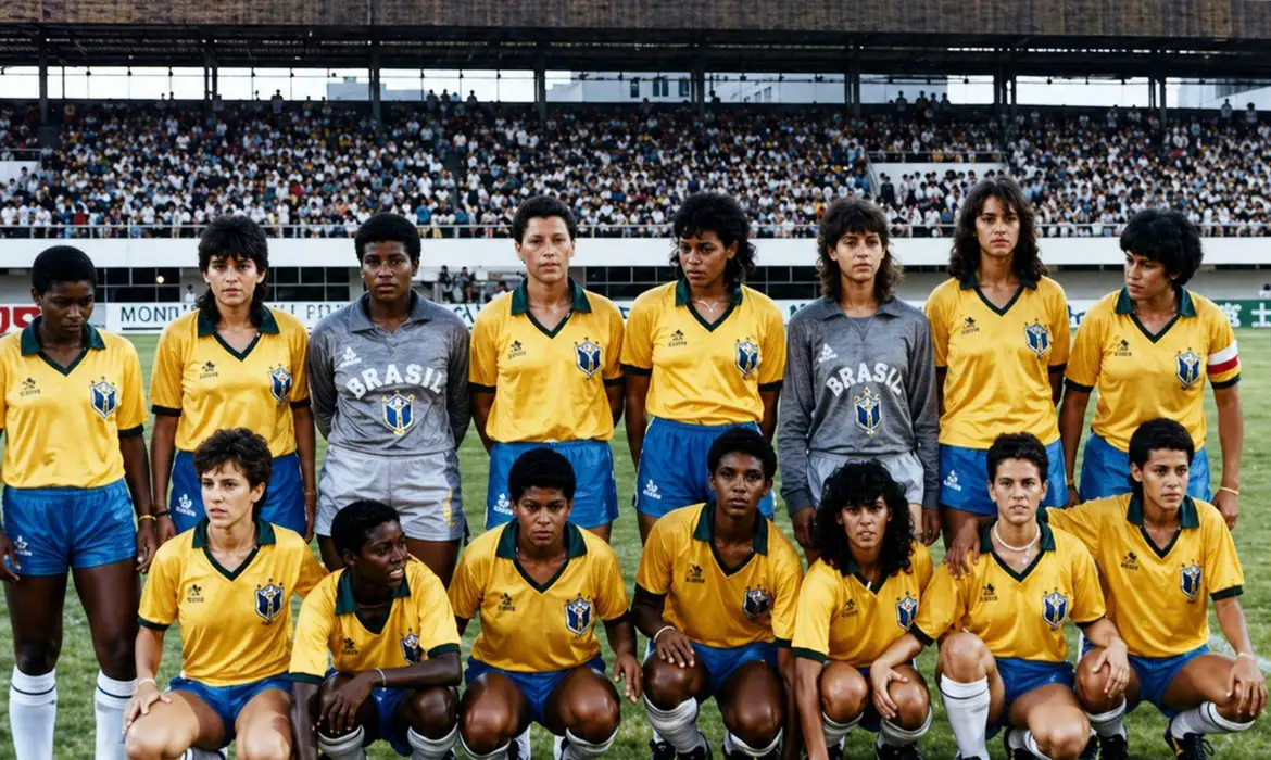 China. FOTO DE ARQUIVO - Jogadoras da Seleção brasileira de Futebol Feminino de 1988 posada. Em pé: Pelezinha, Suzana, Lica, Flordelis, Suzy, Simone, Elane e Fia. Agachadas: Russa, Roseli, Fanta, Michael Jackson, Marcinha, Sandra e Sissi.. Foto: Acervo Museu do Futebol/Divulgação