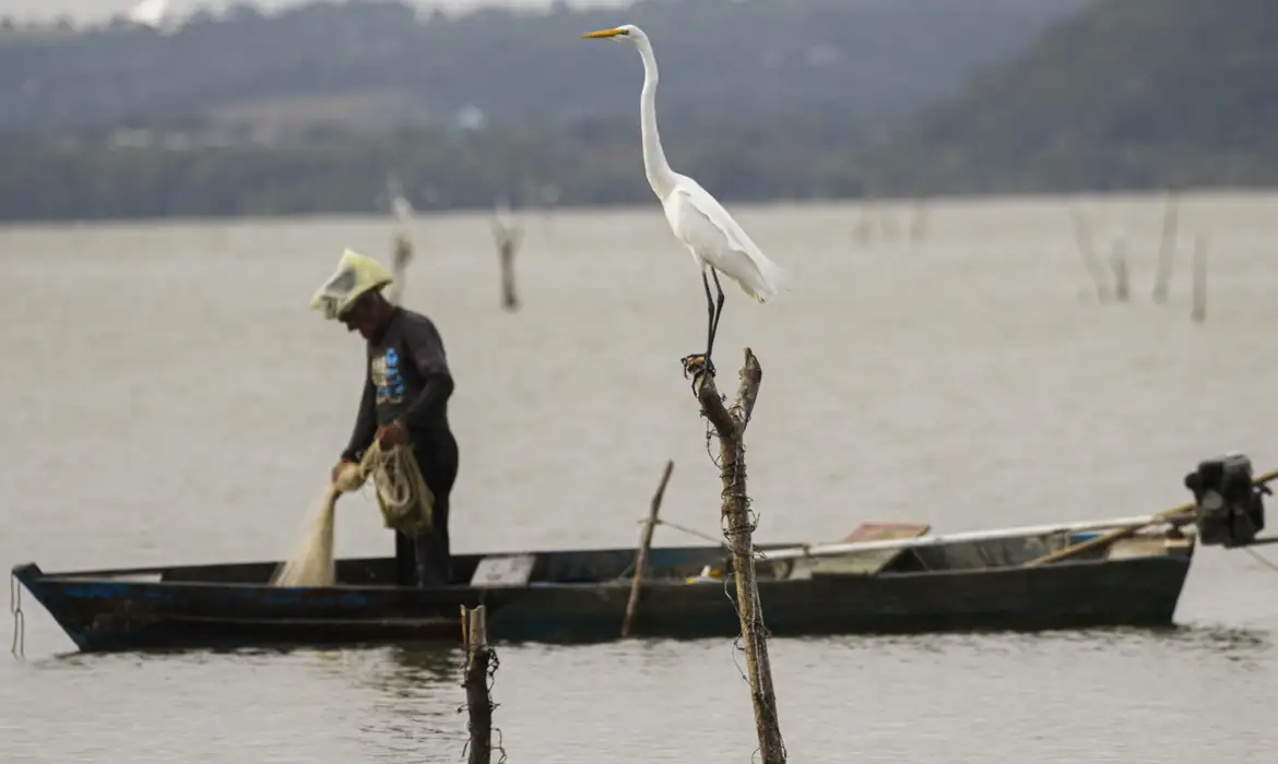 Maceió (AL) 18/12/2023 – Um pescador é visto pescando na lagoa. A pesca na região foi probida após rompimento da mina n°18 da mineradora Baskem na lagoa de Mundaú.
Foto: Joédson Alves/Agência Brasil