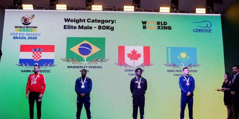 Wanderley Pereira é ouro nos 80 kg da  etapa de abertura da Copa do Mundo de Boxe, em Foz do Iguaçu (PR), em 26/04/2026