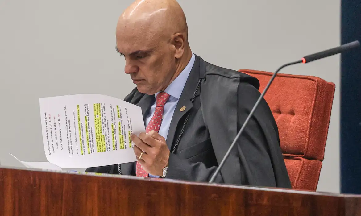 Brasília (DF), 24/02/2026 – Ministro Alexandre de Moraes durante inicio do julgamento no STF dos mandantes do assassinato da ex-vereadora, Marielle Franco.
Foto: Valter Campanato/Agência Brasil