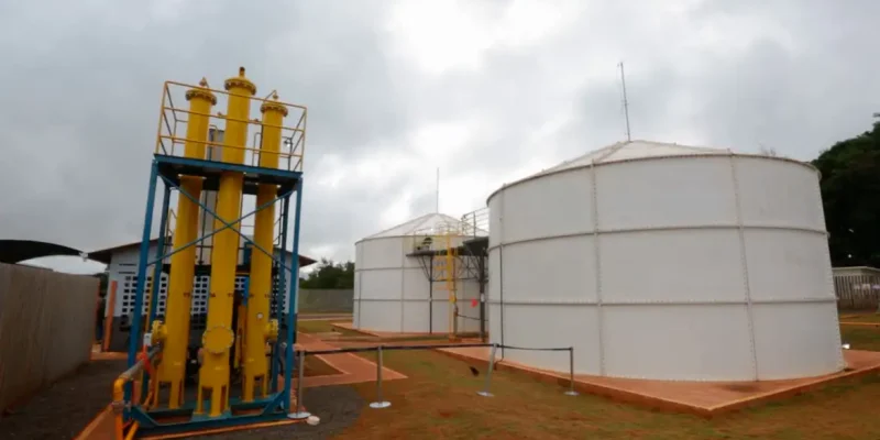 Foz do Iguaçu (PR) - Itaipu Binacional inaugura planta de produção de biometano com o uso de mistura de esgoto, restos orgânicos de restaurantes e poda de grama. Veículos de Itaipu são abastecidos com biometano (Divulgação/Itaipu)