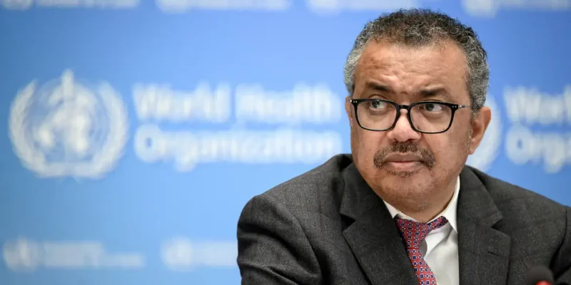 FILE PHOTO: World Health Organization chief Tedros Adhanom Ghebreyesus attends a ceremony to launch a multiyear partnership with Qatar on making FIFA Football World Cup 2022 and mega sporting events healthy and safe at the WHO headquarters, in Geneva, Switzerland, October 18, 2021. Fabrice Coffrini/ Pool via REUTERS/File Photo