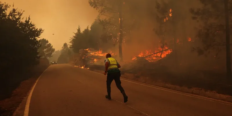Policial corre em rua cercada por incêndio florestal em São Pedro do Sul, em Portugal
18/09/2024
Reuters/Pedro Nunes/Proibida reprodução