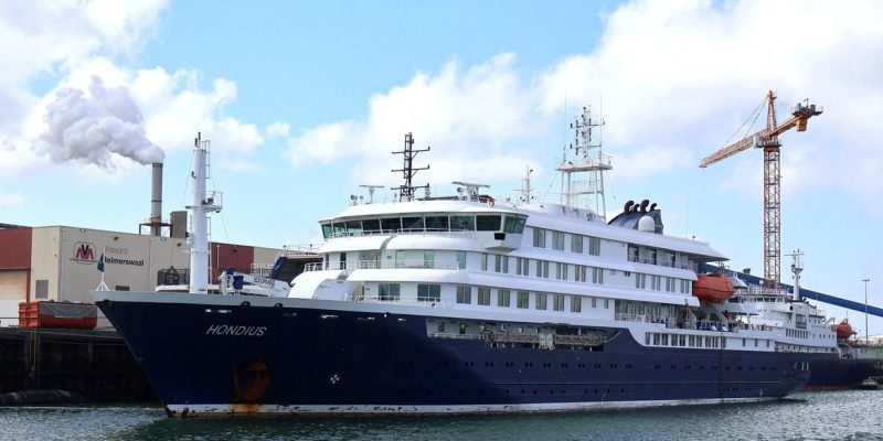 An archive image of the cruise ship Hondius, in Vlissingen, Netherlands May 17, 2025. The MV Hondius, a Netherlands-based cruise ship, was hit by a suspected outbreak of hantavirus, authorities and media reports said on May 3, 2026. IMAGE OBTAINED BY REUTERS/Handout via REUTERS THIS IMAGE HAS BEEN SUPPLIED BY A THIRD PARTY NO RESALES. NO ARCHIVES. TPX IMAGES OF THE DAY VERIFICATION: - Reuters confirmed the location from the shipyard, signage and fuel depot which matched file and satellite images. - Coordinates of the shipyard: 51.461283930722175, 3.6998162498897433. - The date when the pictures were taken was verified by original file metadata.