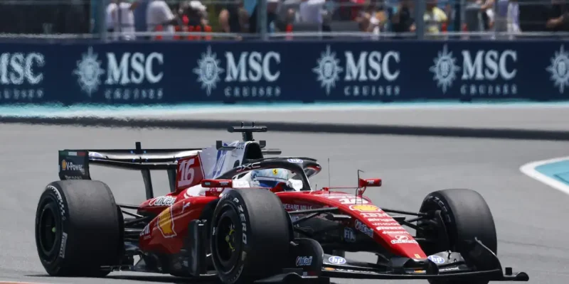 Formula One F1 - Miami Grand Prix - Miami International Autodrome, Miami, Florida, United States - May 1, 2026 Ferrari's Charles Leclerc during practice REUTERS/Marco Bello
