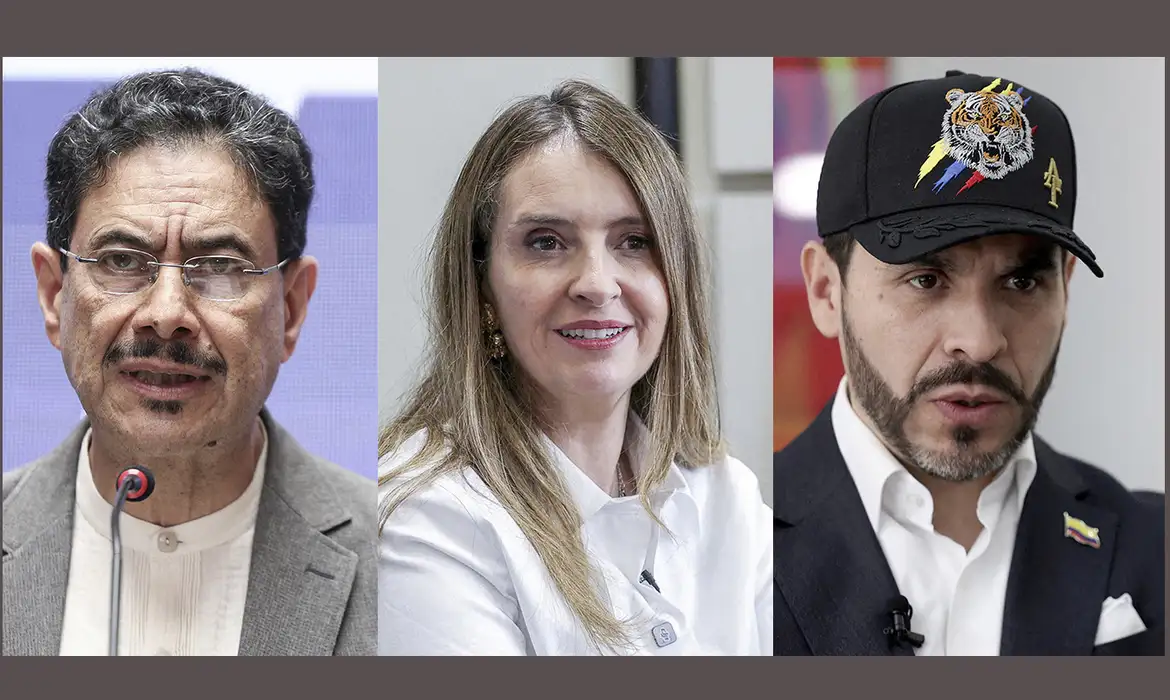 Brasília (DF), 29/05/2026 – Ivan Cepeda, filósofo de esquerda, defensor dos direitos humanos e aliado do atual presidente Gustavo Petro; Paloma Valência, senadora da direita mais tradicional da Colômbia, aliada do ex-presidente Álvaro Uribe; e Abelardo de La Espriella, advogado milionário admirador do Javier Milei e Donald Trump, que nunca se candidatou..
Fotos: Reuters/Proibida reprodução