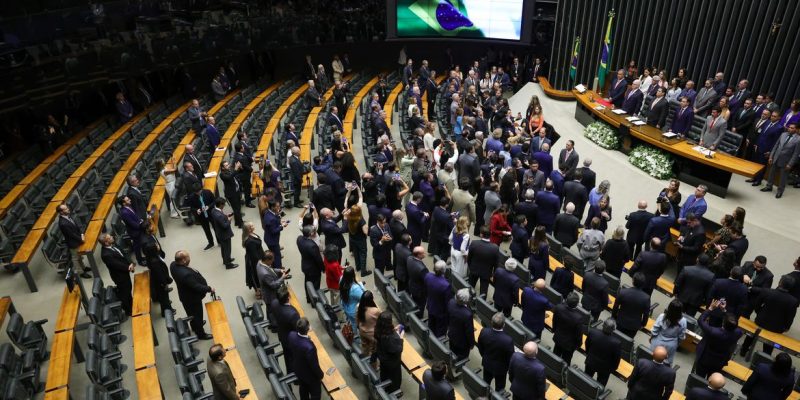 Brasília, DF 02/02/2026 - O presidente do Congresso, senador Davi Alcolumbre, o presidente da Câmara, deputado Hugo Motta, o presidente do STF,  Edson Fachin, e o ministro da Casa Civil, Rui Costa, participam da sessão de reabertura dos trabalhos do Congresso Nacional. Foto: Fabio Rodrigues-Pozzebom