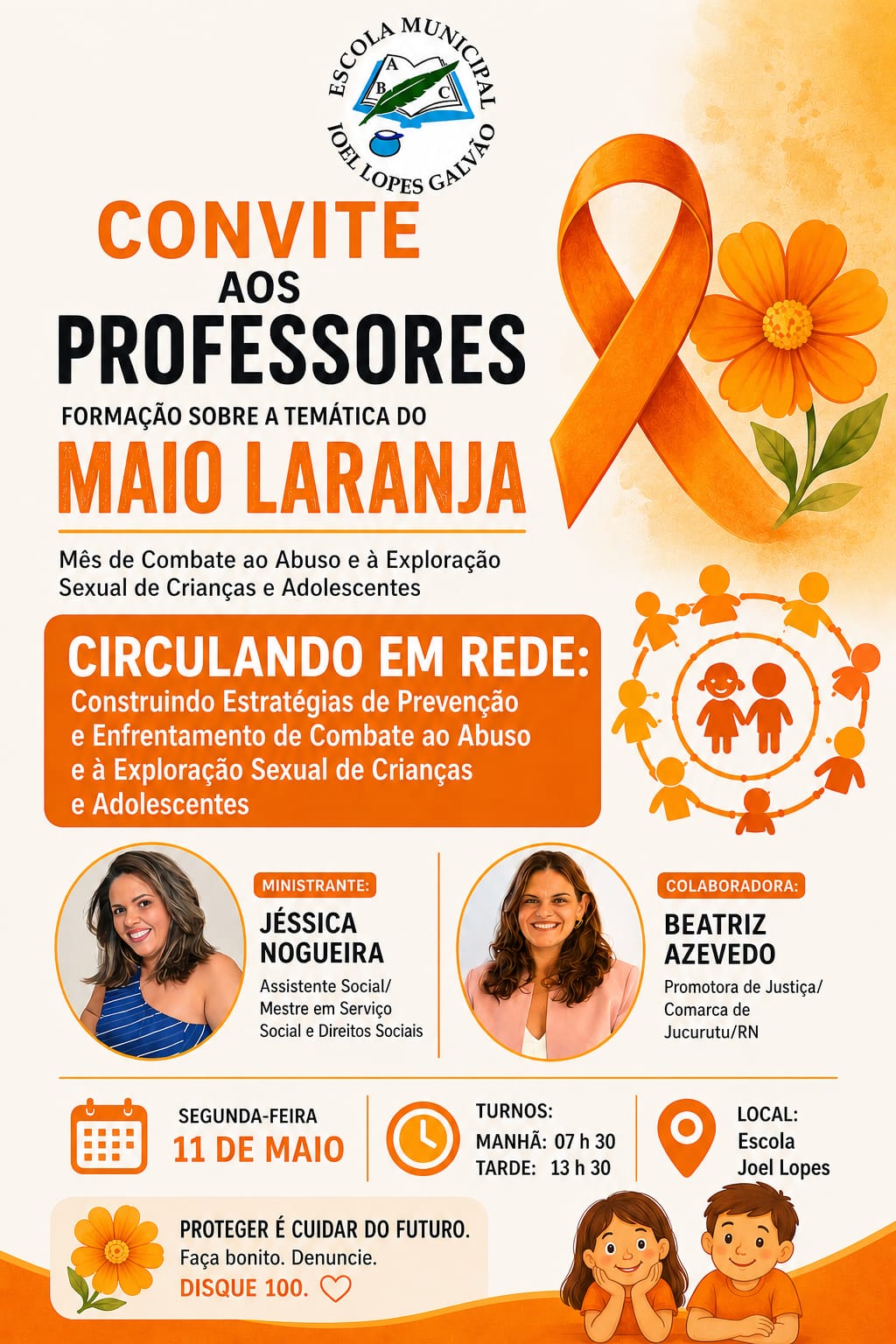 convite aos professores para participar da programa do maio laranja