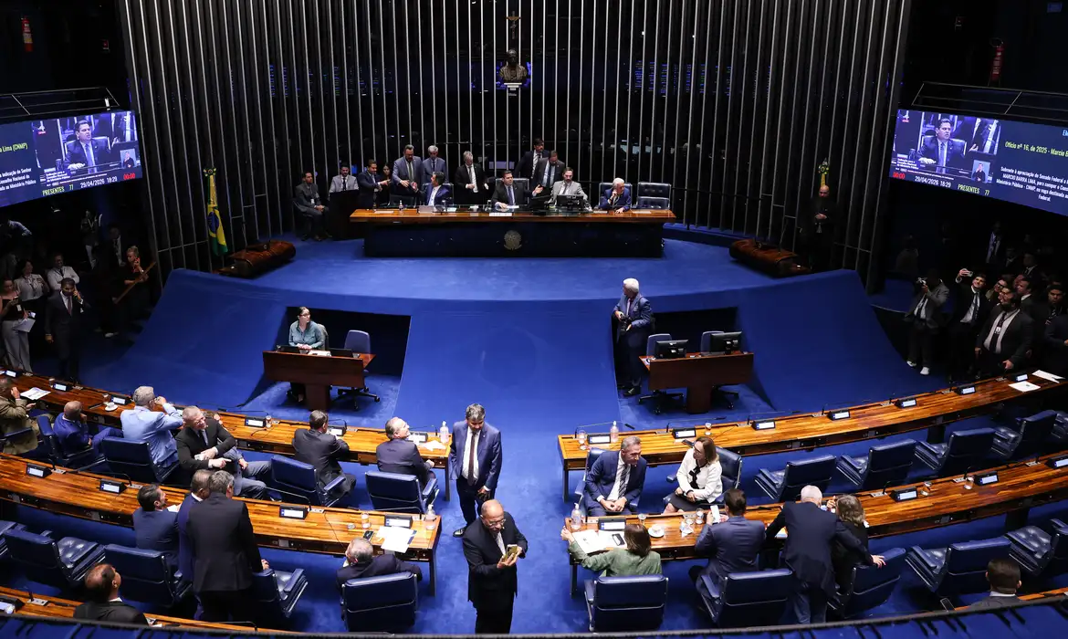 Brasília – DF- 29/04/2026 – Sessão do Senado Federal que votou contra a indicação do advogado-geral da União, Jorge Rodrigo Araújo Messias,  para o cargo de ministro do Supremo Tribunal Federal (STF).  Foto: Lula Marques/ Agência Brasil.