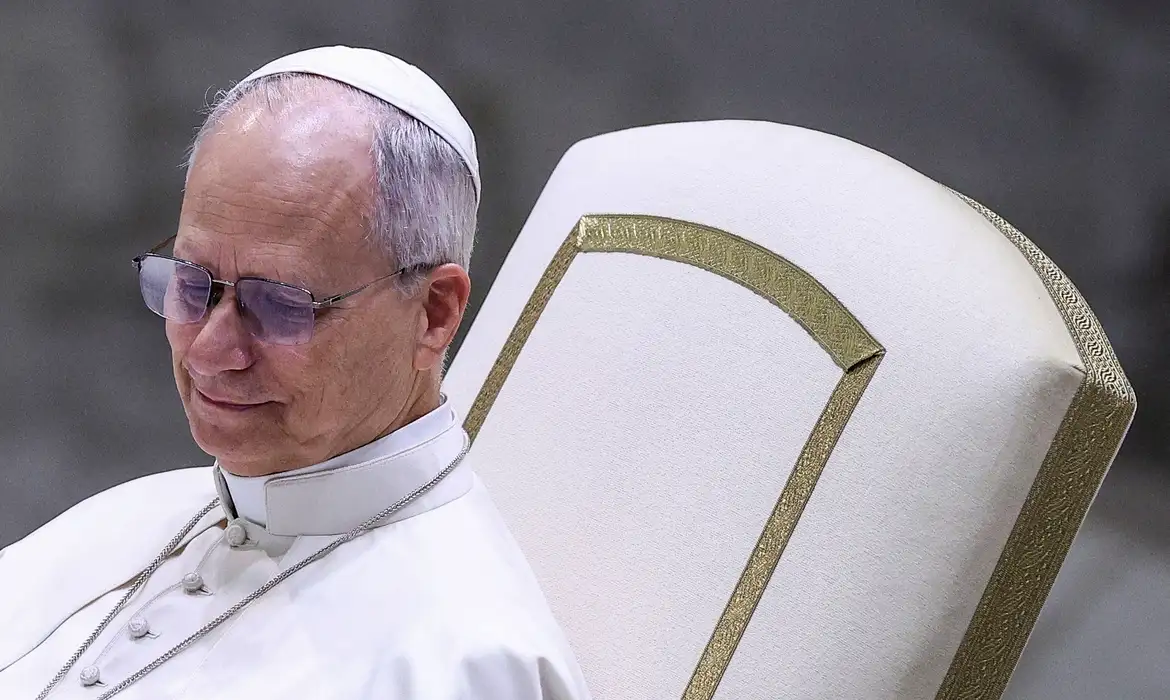 Papa Leão 14 durante audiência geral semanal no Vaticano
07/01/2026 REUTERS/Guglielmo Mangiapane