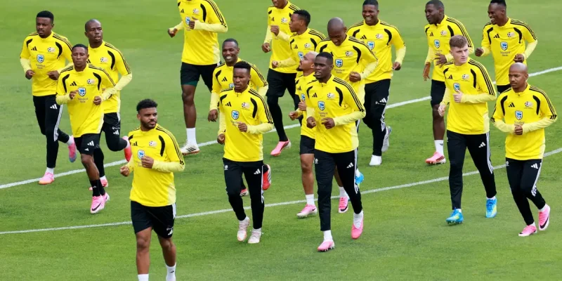 Soccer Football - FIFA World Cup 2026 - South Africa Training - Estadio Hidalgo, Pachuca, Mexico - June 3, 2026 South Africa players during training REUTERS/Henry Romero