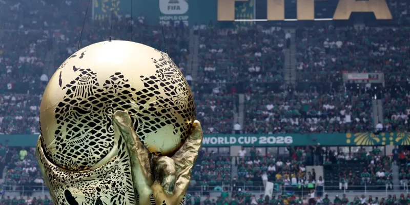 Soccer Football - FIFA World Cup 2026 - Group A - Mexico v South Africa - Estadio Azteca, Mexico City, Mexico - June 11, 2026 General view of a replica World Cup trophy during the opening ceremony before the match REUTERS/Kai Pfaffenbach