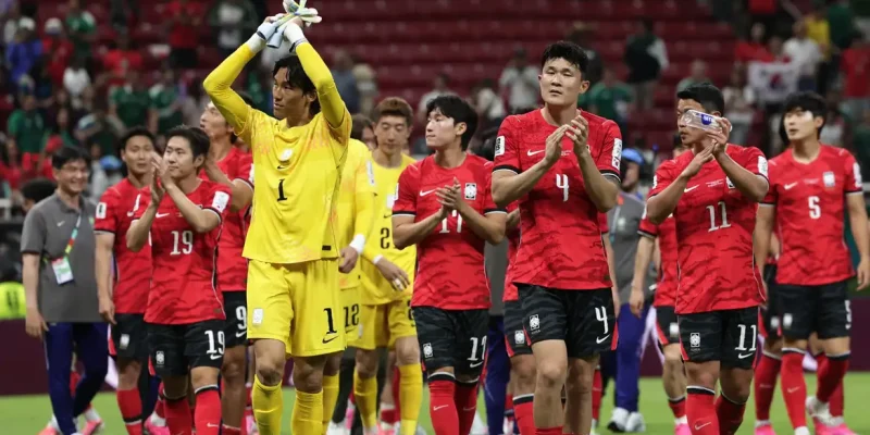 Jogadores da Coreia do Sul celebram vitória sobre República Tcheca
  11 de junho de 2026     REUTERS/Amanda Perobelli