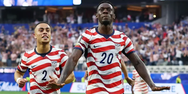 Soccer Football - FIFA World Cup 2026 - Group D - United States v Paraguay - Los Angeles Stadium, Inglewood, California, U.S. - June 12, 2026 Folarin Balogun of the U.S. celebrates scoring their third goal REUTERS/Matthew Childs