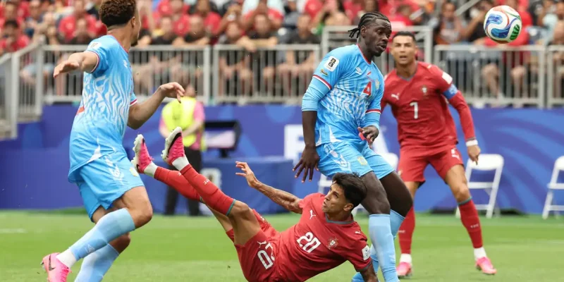 Soccer Football - FIFA World Cup 2026 - Group K - Portugal v DR Congo - Houston Stadium, Houston, Texas, U.S. - June 17, 2026 DR Congo's Axel Tuanzebe in action as Portugal's Joao Cancelo scores a goal that was later disallowed IMAGN IMAGES via Reuters/Troy Taormina