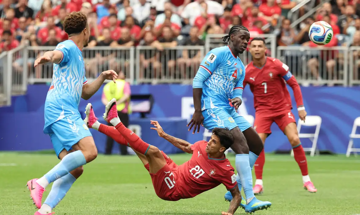 Soccer Football - FIFA World Cup 2026 - Group K - Portugal v DR Congo - Houston Stadium, Houston, Texas, U.S. - June 17, 2026 DR Congo's Axel Tuanzebe in action as Portugal's Joao Cancelo scores a goal that was later disallowed IMAGN IMAGES via Reuters/Troy Taormina