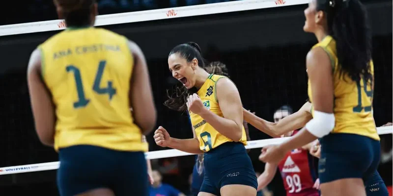 Brasil vence França na segunda semana da Liga das Nações Feminina de vôlei, em 17/06/2026