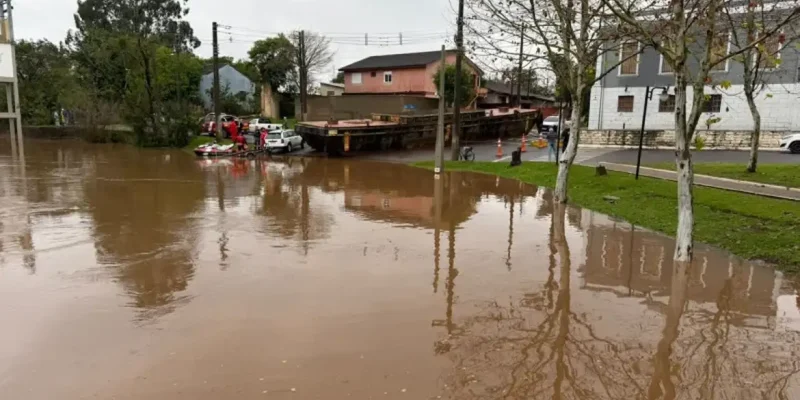 São Sebastião do Caí- 29/07/2026 - Rio Caí atinge cota de inundação . Foto: Prefeitura de São Sebastião do Caí