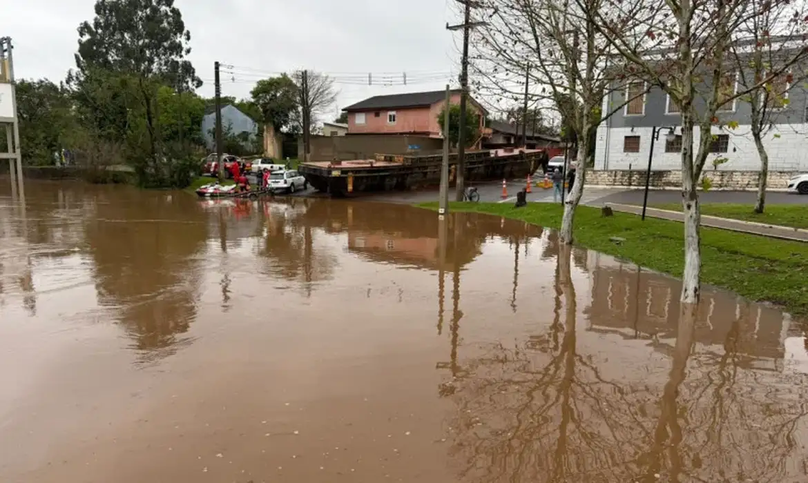 São Sebastião do Caí- 29/07/2026 - Rio Caí atinge cota de inundação . Foto: Prefeitura de São Sebastião do Caí