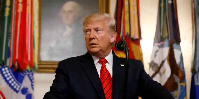 U.S. President Donald Trump makes a statement at the White House following reports that U.S. forces attacked Islamic State leader Abu Bakr al-Baghdadi in northern Syria, in Washington, U.S., October 27, 2019. REUTERS/Jim Bourg