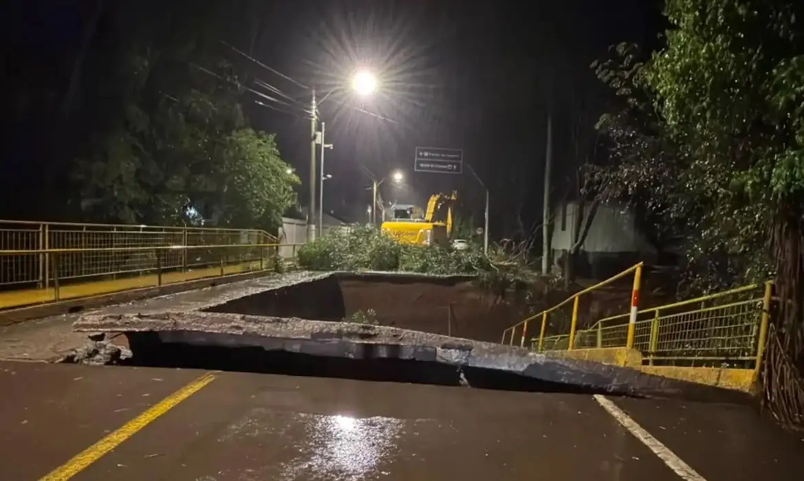 Chuva causa queda de pontes e deixa famílias desalojadas no norte do RS. Foto: Prefeitura de Vila Maria / Divulgação