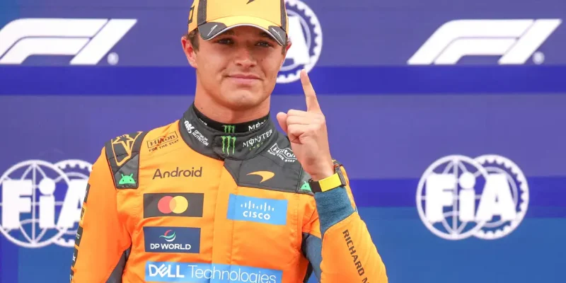 Formula One F1 - Dutch Grand Prix - Circuit Zandvoort, Zandvoort, Netherlands - August 22, 2026
McLaren's Lando Norris celebrates after qualifying in pole position REUTERS/Jakub Porzycki     TPX IMAGES OF THE DAY