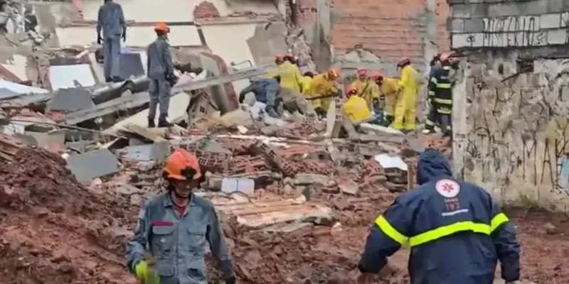 Desabamento de edifício residencial na Rua Jorge Amado, em São Bernardo do Campo. Foto: ABC/Divulgação