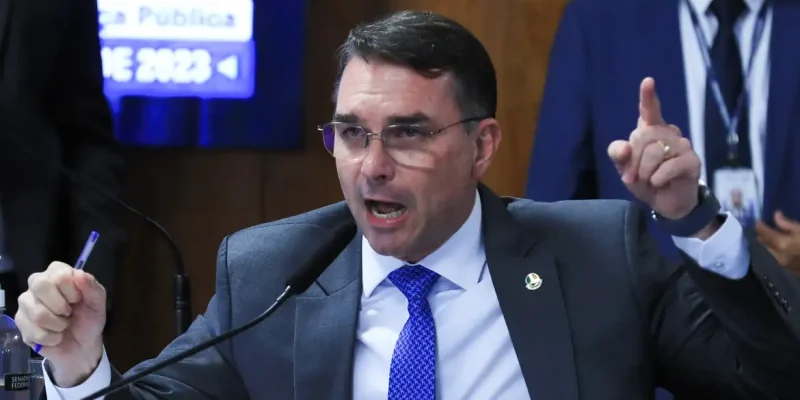 Brasília (DF) 19/11/2024 Senador, Flávio Bolsonaro, na comissão de segurança do Senado. Senador falou que pensar em Matar não é crime